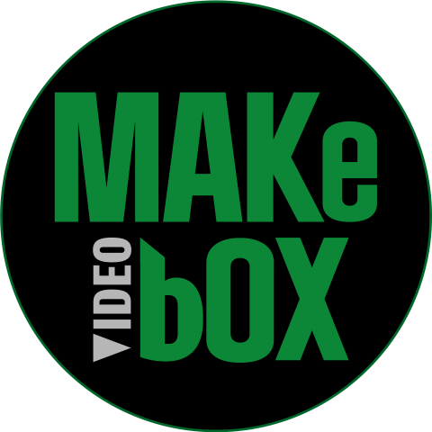Schwarzer Hintergrund mit grüner Schrift "MAKe Videobox"